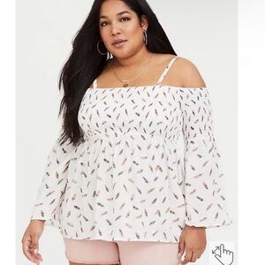 Torrid Off-Shoulder Feather Print Blouse